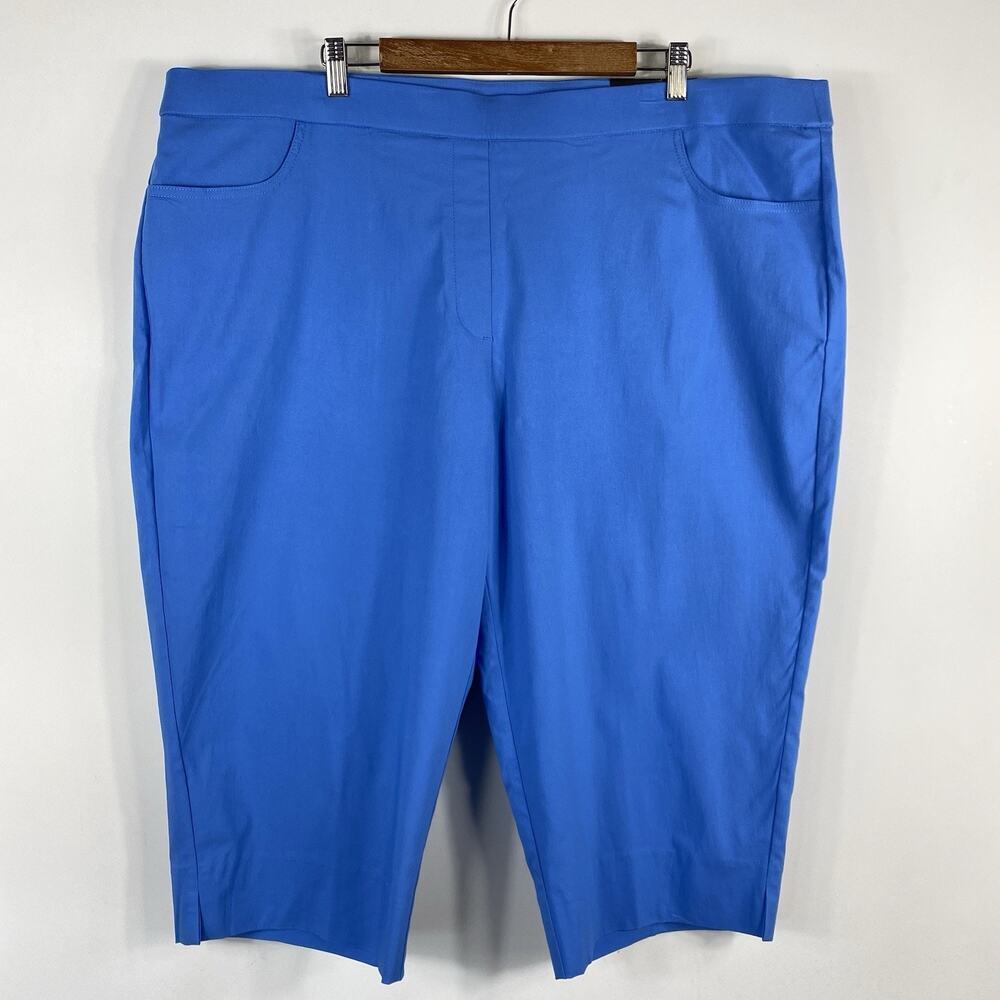 Alfred Dunner Capri Pants 24 Blue Periwinkle Allure Clamdigger Pull On Pockets